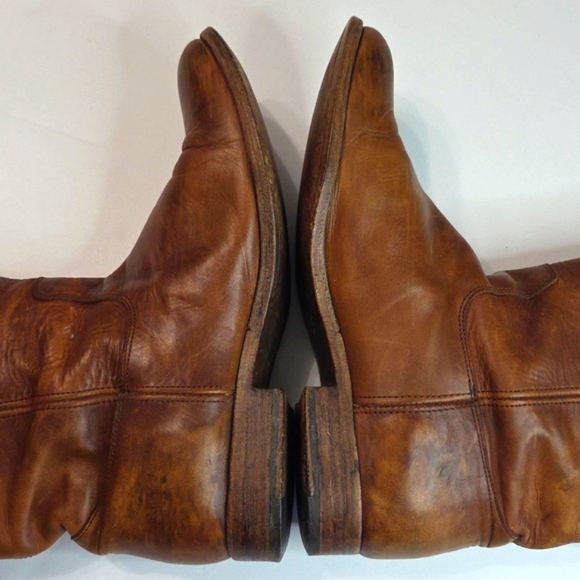 Frye Melissa Double Sole Button Lug Tall Brown Leather Women's Boots - Picture 7 of 16